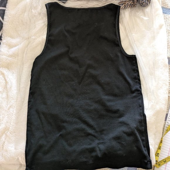 Banana Republic stretch black cotton/silk-trim sleeveless scoop tank top Sz L-XL - Picture 6 of 9